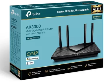 Bộ định tuyến TP-Link Archer AX55 Pro Wi-Fi 6 AX3000 Multi-Gigabit với hai cổng 2.5G